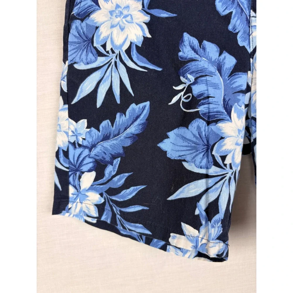 Janie and Jack‎ Girls 7 Navy Blue Tropical Floral Chino Shorts Summer Vacation